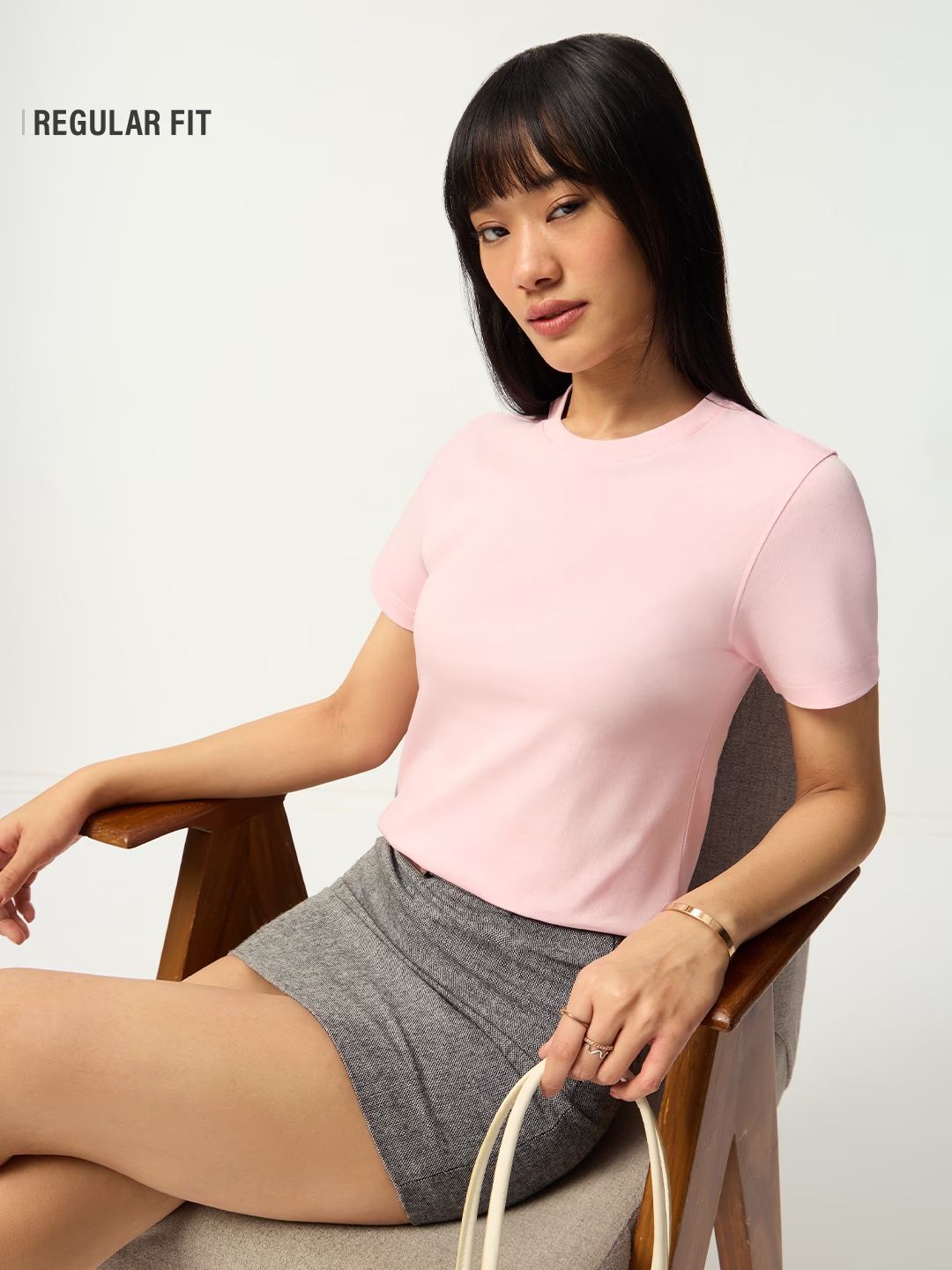 Regular Solids: Blush Women Regular T-Shirts