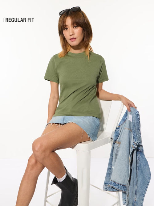 Regular Solids: Soft Jade Women Regular T-Shirts