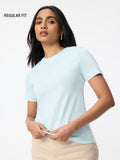 Regular Solids: Pearl White Women Regular T-Shirts
