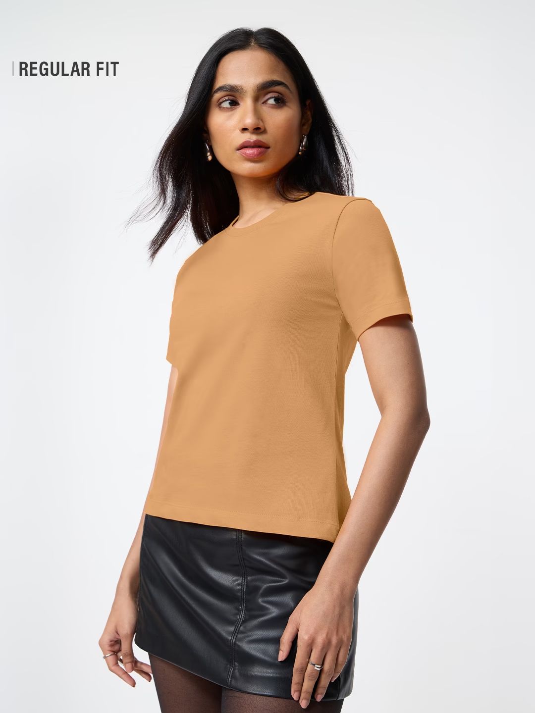 Regular Solids: Sienna Women Regular T-Shirts