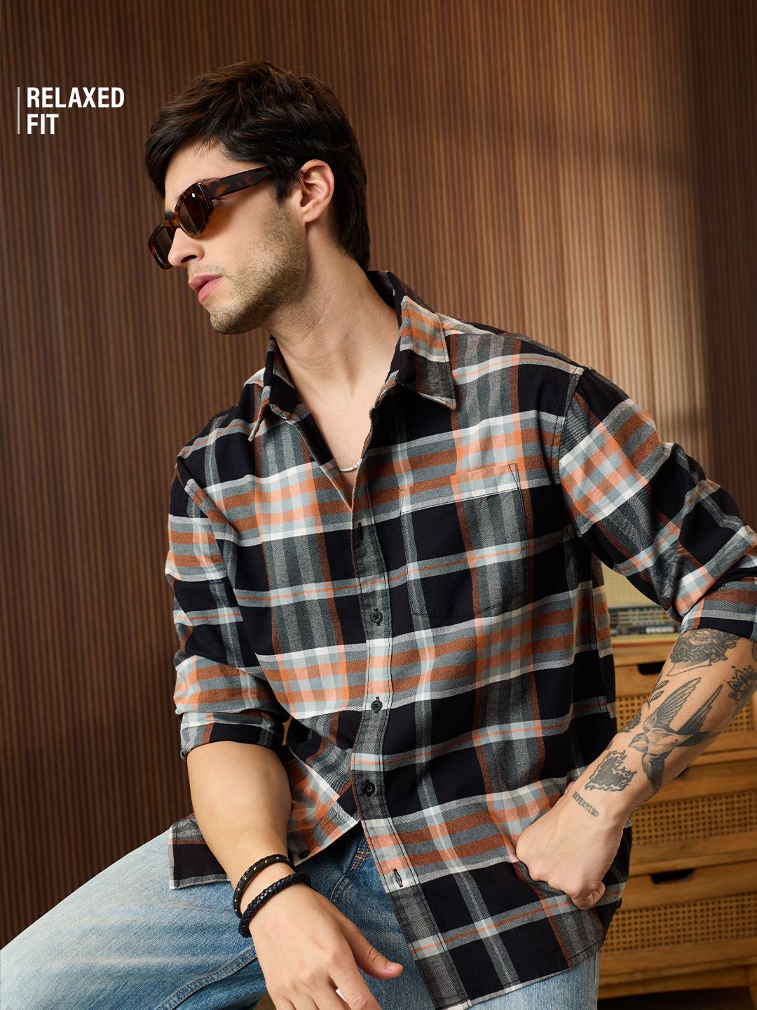 Plaid Shirt: Amber Men Relaxed Shirts