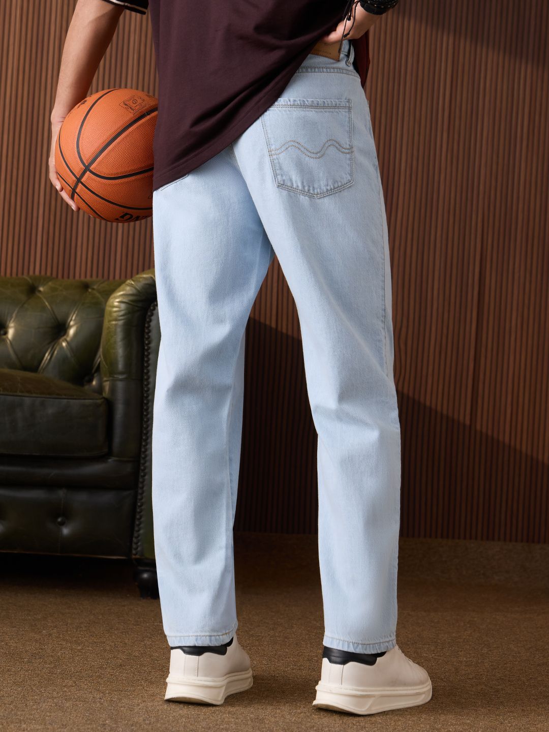 Denim: Light Blue (Straight Fit) Men Straight Fit Jeans