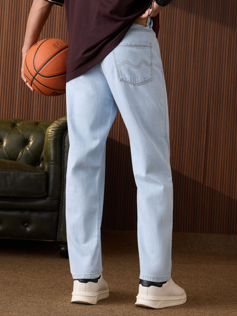 Denim: Light Blue (Straight Fit) Men Straight Fit Jeans