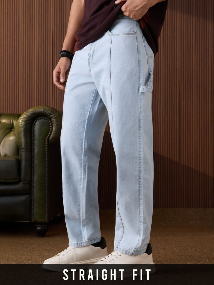 Denim: Light Blue (Straight Fit) Men Straight Fit Jeans