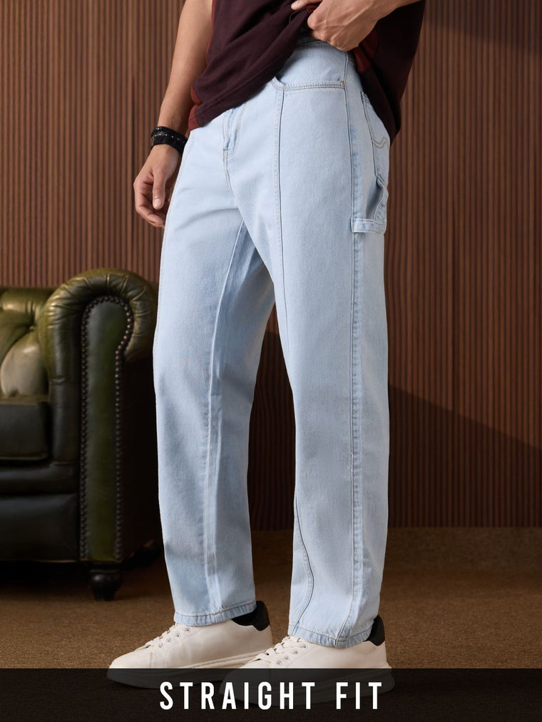 Denim: Light Blue (Straight Fit) Men Straight Fit Jeans