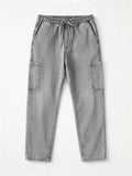 Pull On Denims: Dusky Grey Men Cargo Jeans