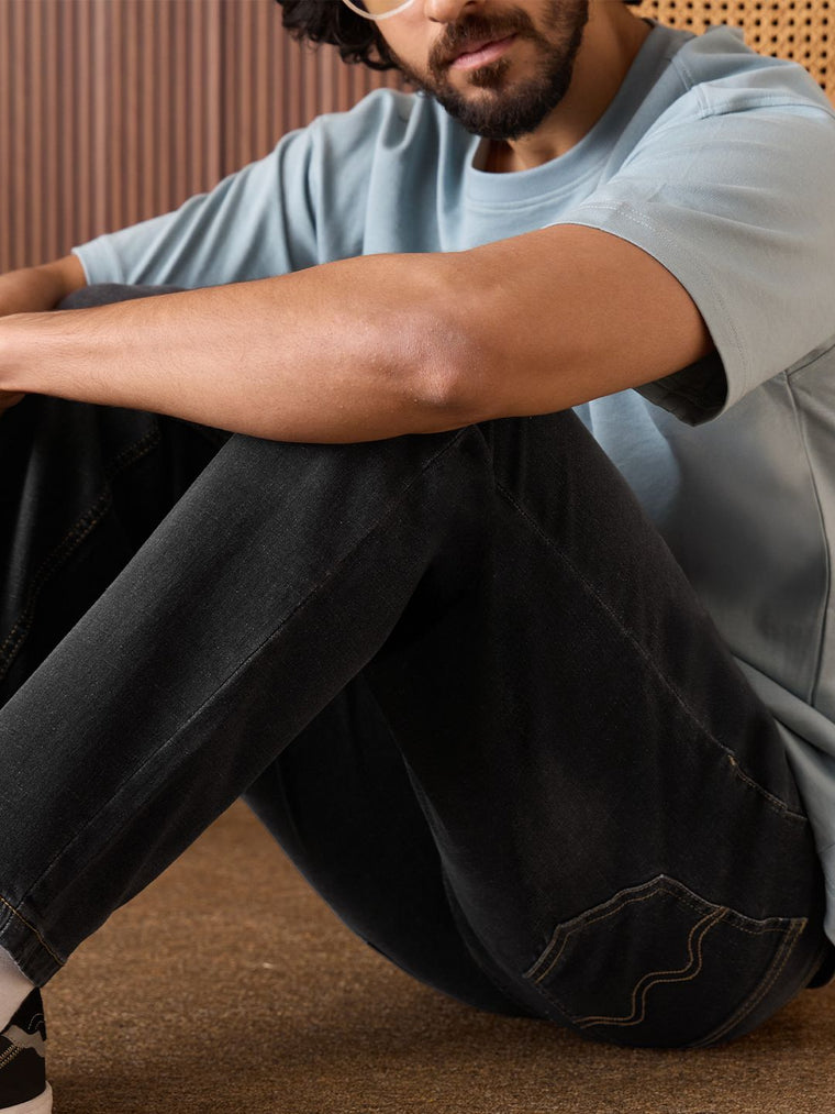 Straight-Fit Denim: Dark Storm Men Straight Fit Jeans
