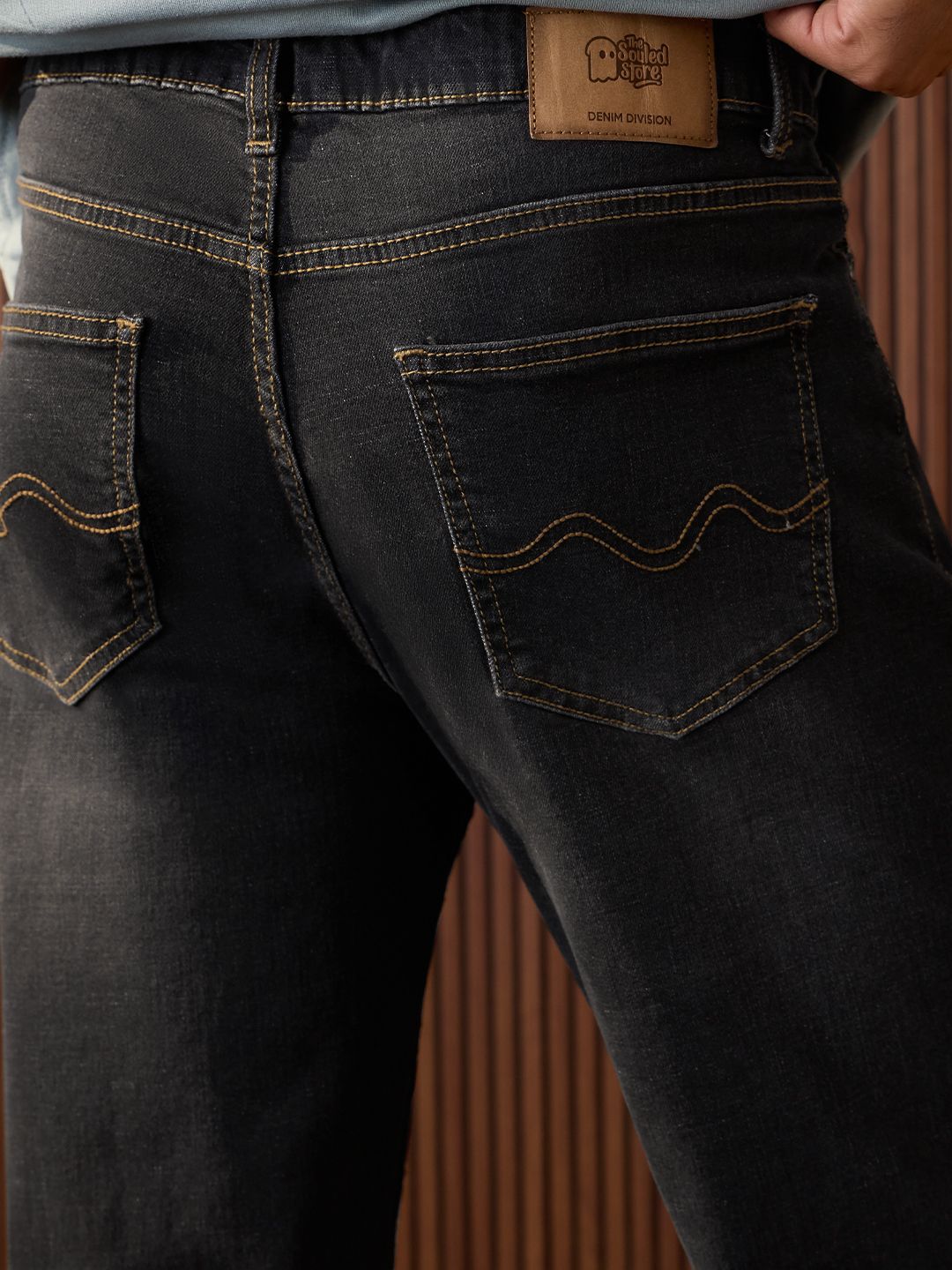 Straight-Fit Denim: Dark Storm Men Straight Fit Jeans