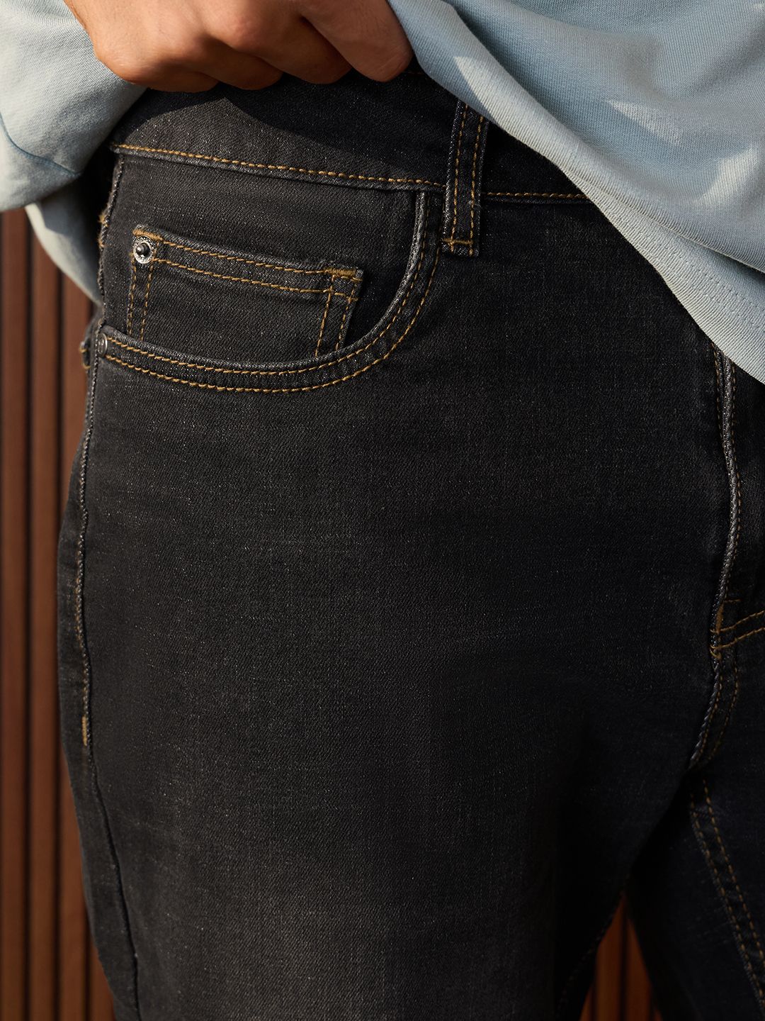 Straight-Fit Denim: Dark Storm Men Straight Fit Jeans