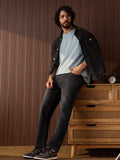 Straight-Fit Denim: Dark Storm Men Straight Fit Jeans