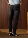 Straight-Fit Denim: Dark Storm Men Straight Fit Jeans