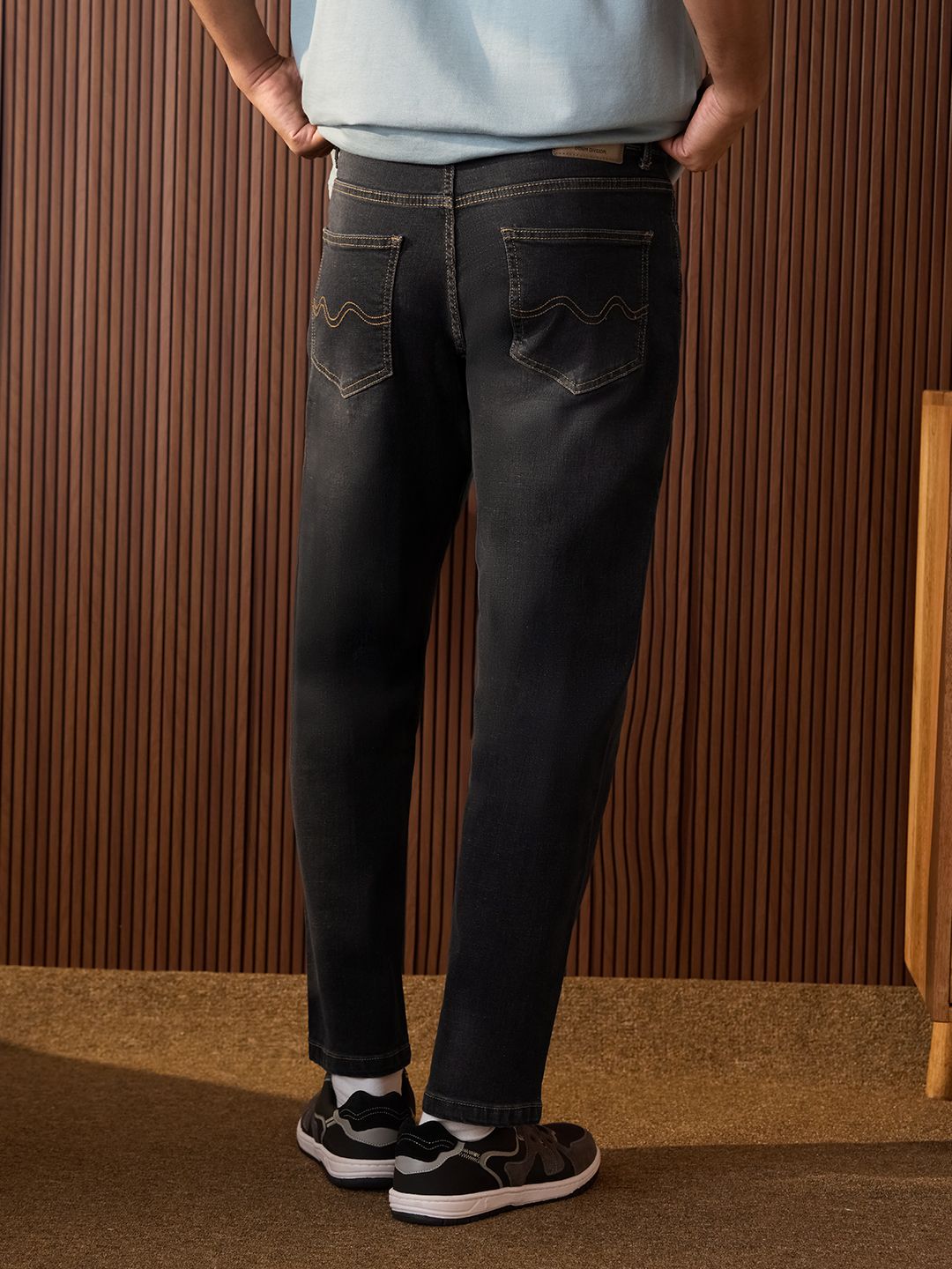 Straight-Fit Denim: Dark Storm Men Straight Fit Jeans