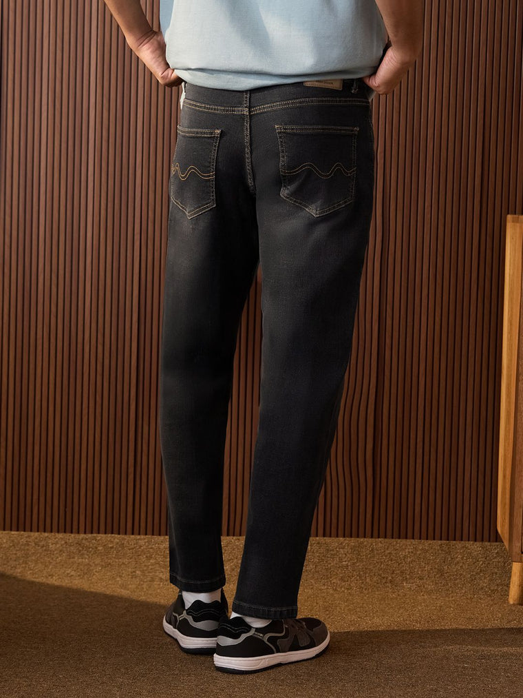 Straight-Fit Denim: Dark Storm Men Straight Fit Jeans