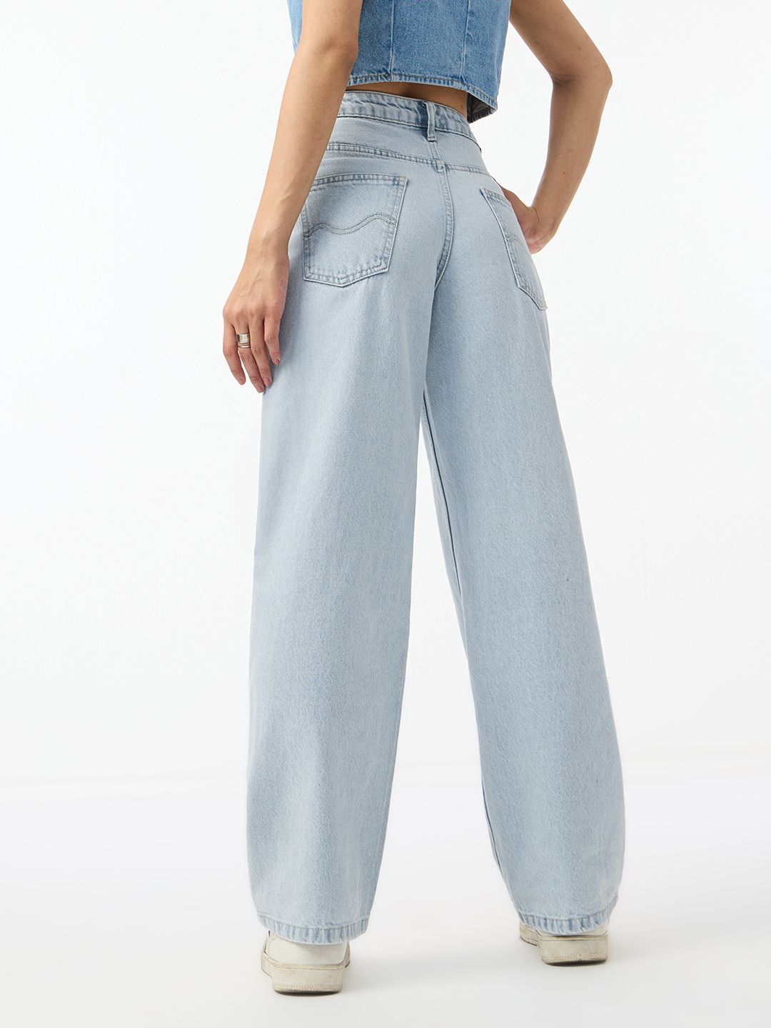 Distressed Denim: Polar Ice Women Straight Denims