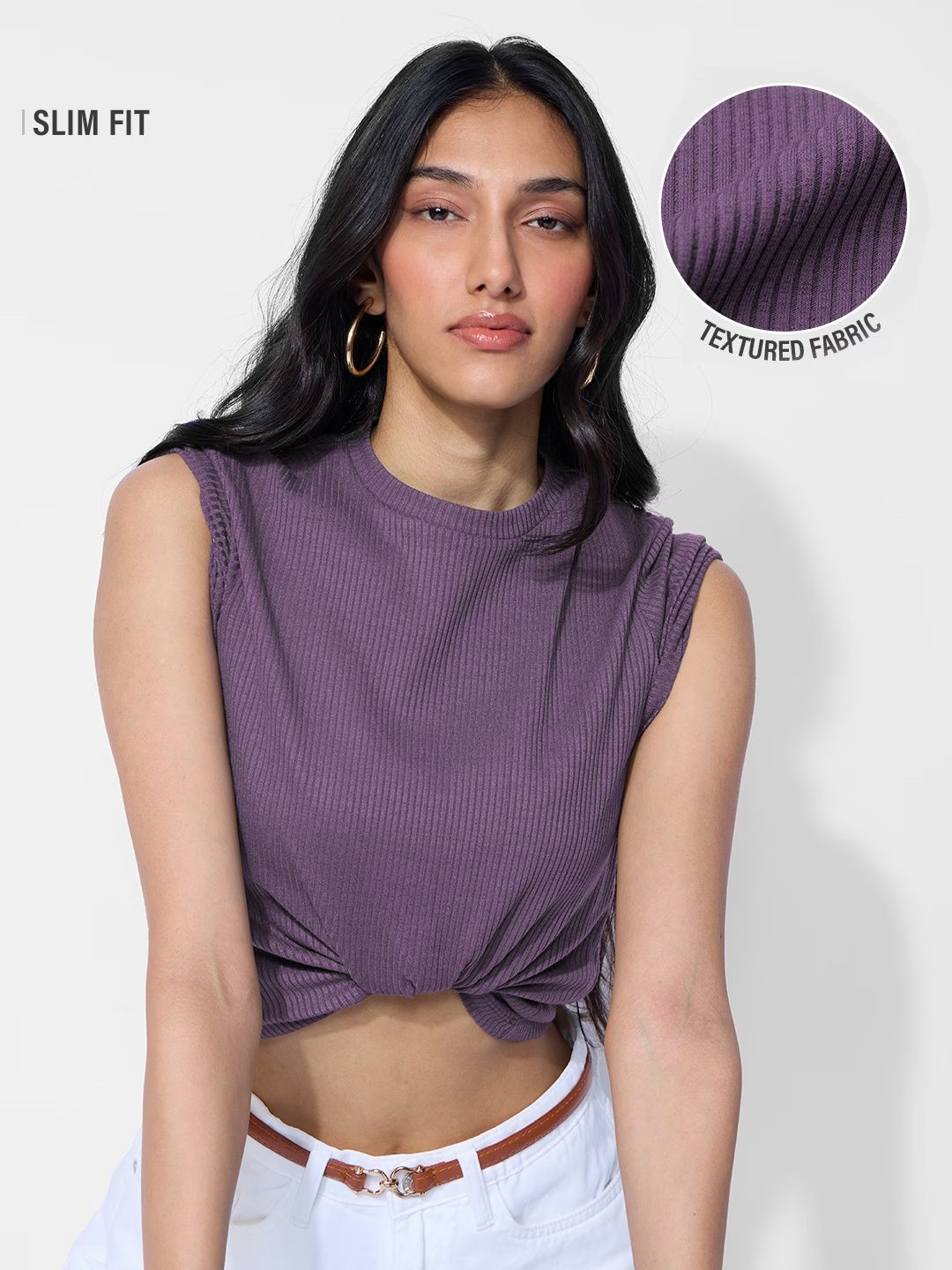Ribbed T-shirt: Berry Women Fitted T-Shirts