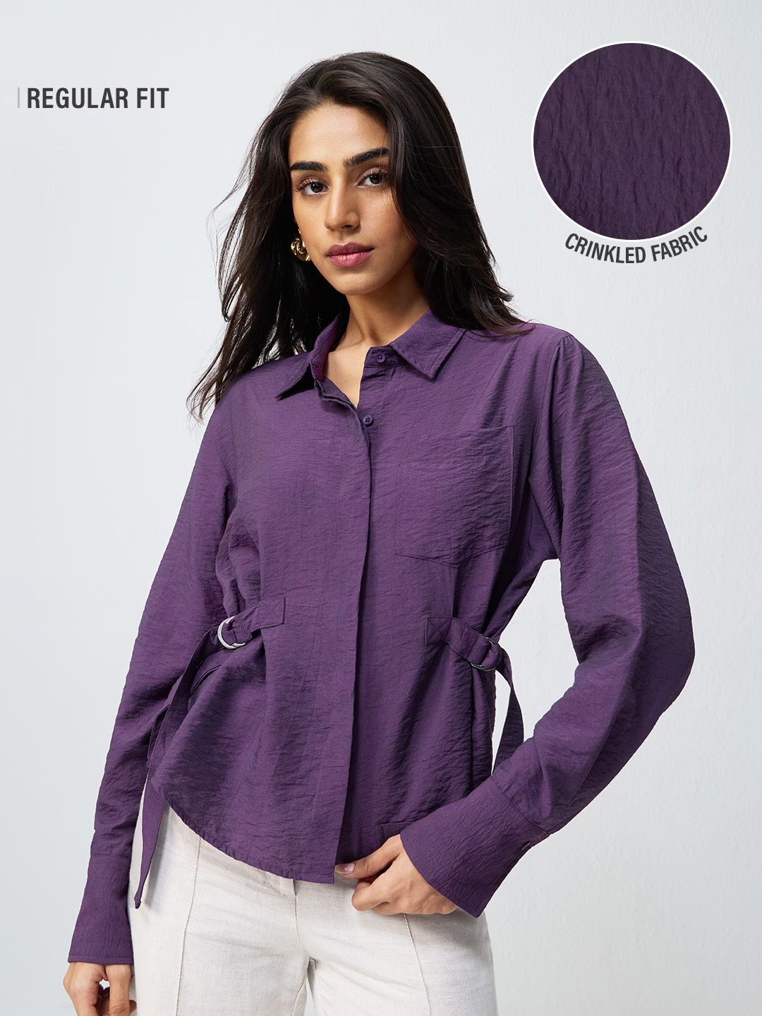 Buckle Shirt: Berry Women Regular Shirts