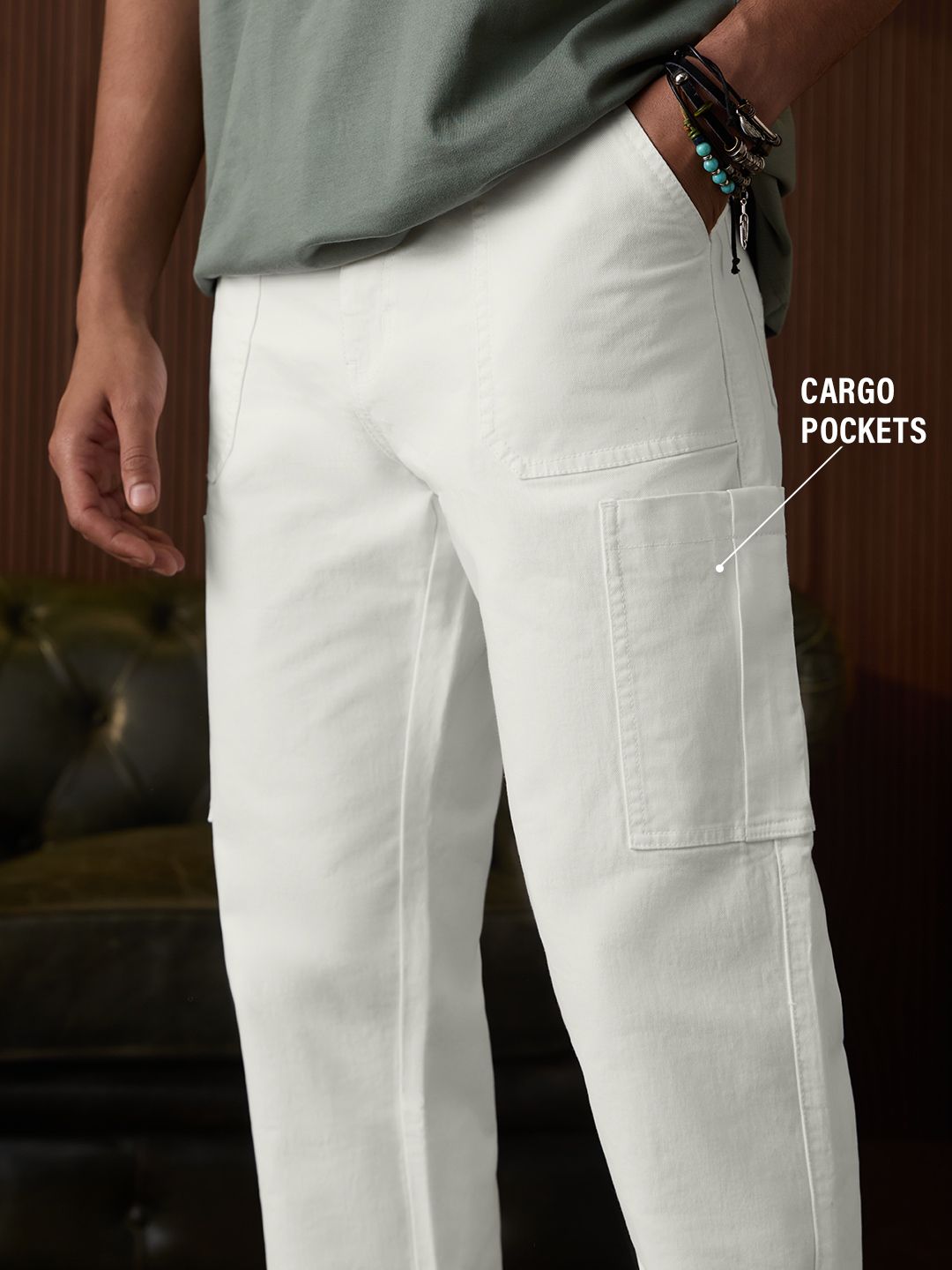 Men's Cargo Jeans: White Men Cargo Jeans