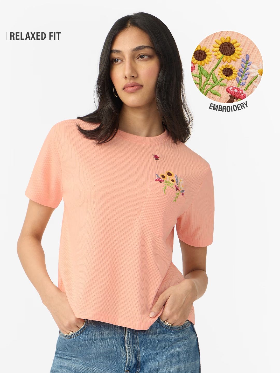 TSS Originals: Pocket Flowers Women Relaxed T-Shirts
