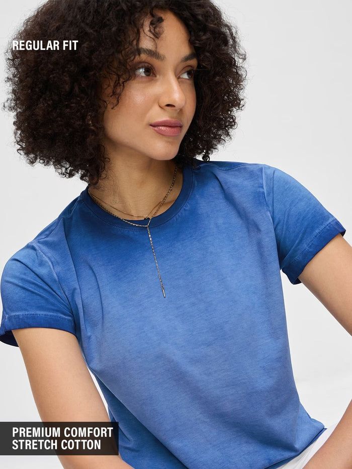 Vintage Solids: Electric Blue Women Regular T-Shirts