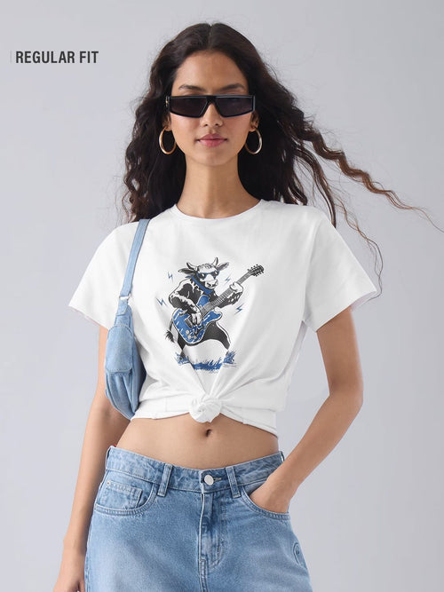 TSS Originals: Rockstar Cow Women Regular T-Shirts