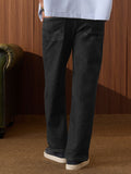 Pleated Denim: Charcoal Men Straight Fit Jeans