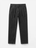 Pleated Denim: Charcoal Men Straight Fit Jeans