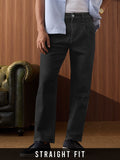 Pleated Denim: Charcoal Men Straight Fit Jeans