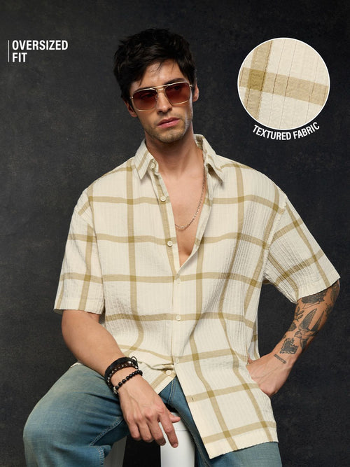 Textured Shirt: Honey Grid Men Textured Shirts