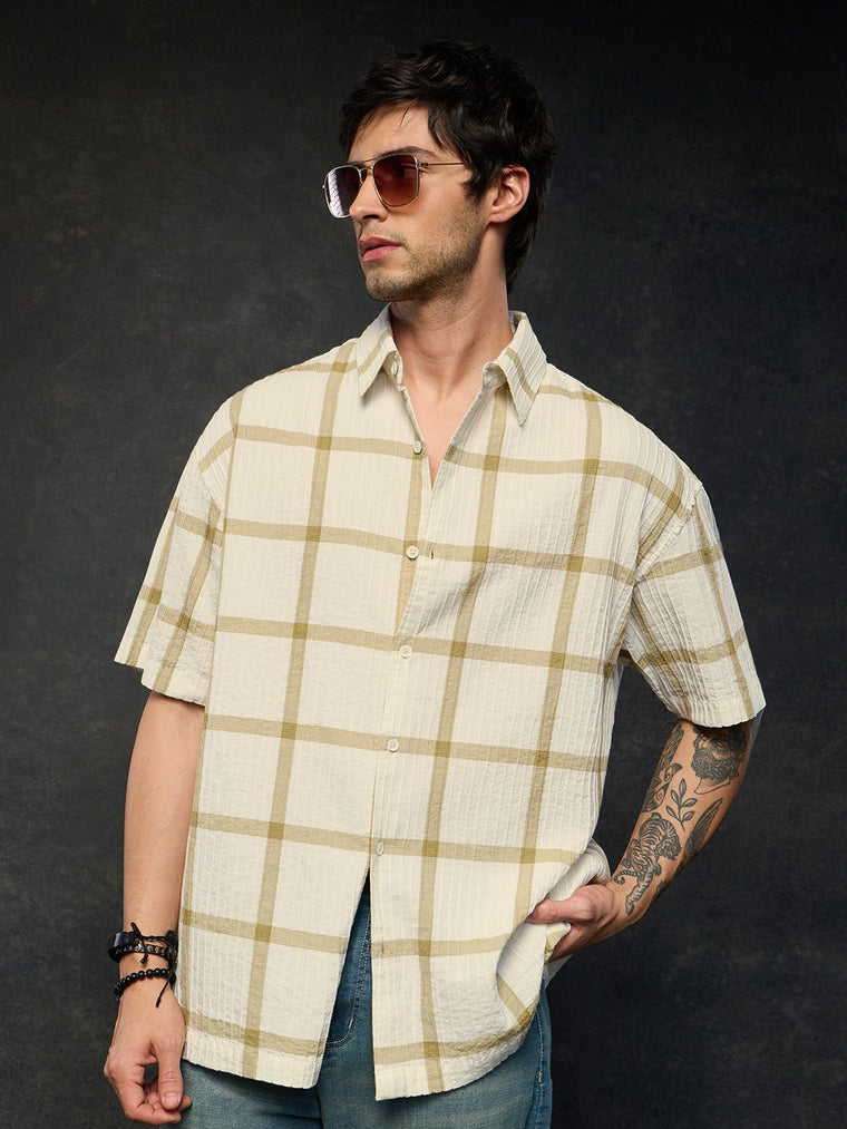 Textured Shirt: Honey Grid Men Textured Shirts