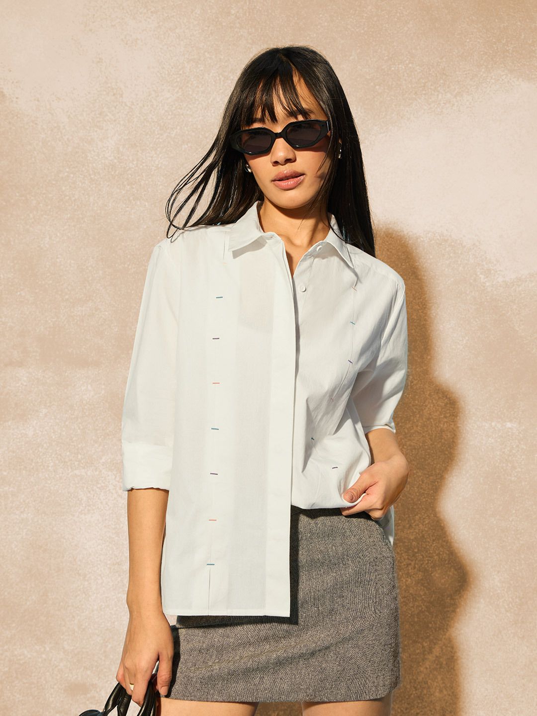 Easy Solids: Lily White Women Relaxed Shirts