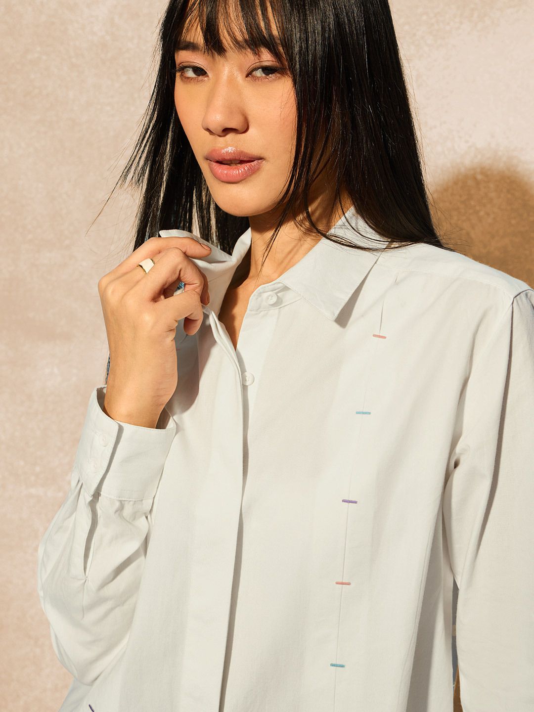 Easy Solids: Lily White Women Relaxed Shirts
