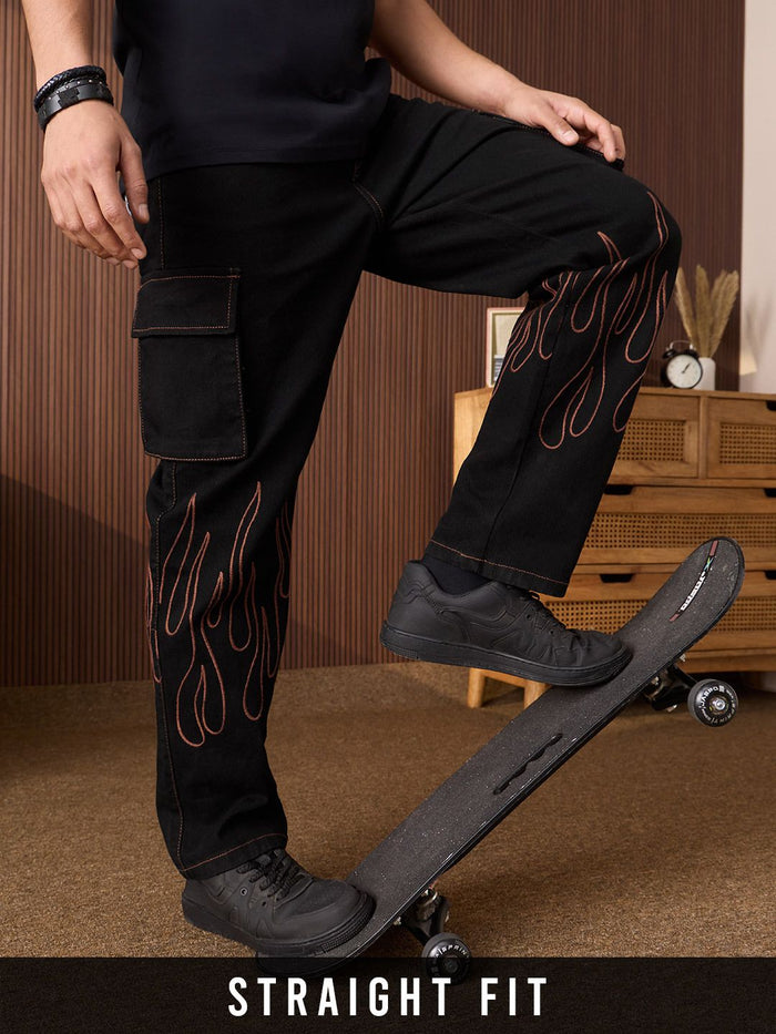Straight-Fit Denim: Flame On Men Straight Fit Jeans