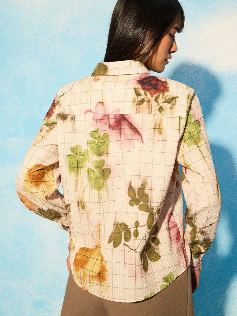 Textured Shirt: Flowers Women Relaxed Shirts