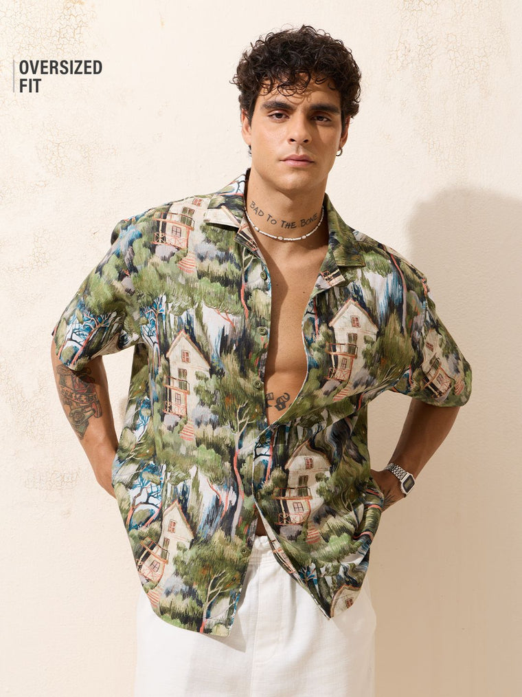 Casual Shirt: Forest Men Holiday Shirts