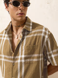 Oversized Shirt: Mustard Men Textured Shirts