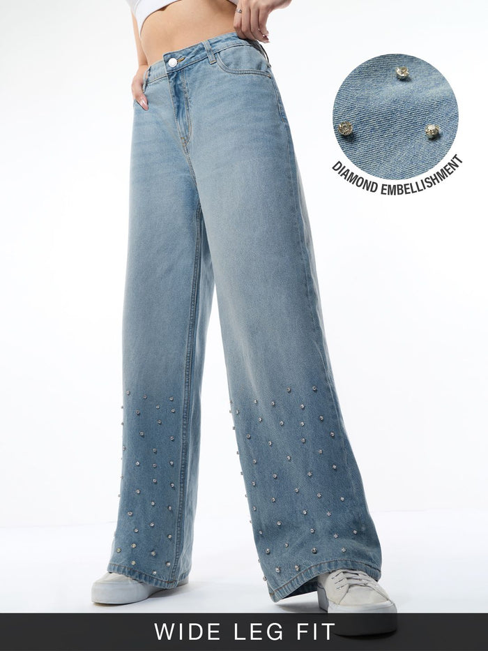 Wide-Leg Denim: Icy Drip Women Wide Denims