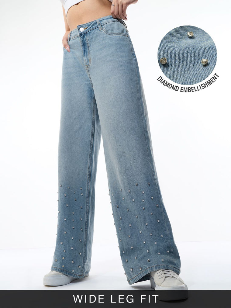 Wide-Leg Denim: Icy Drip Women Wide Denims