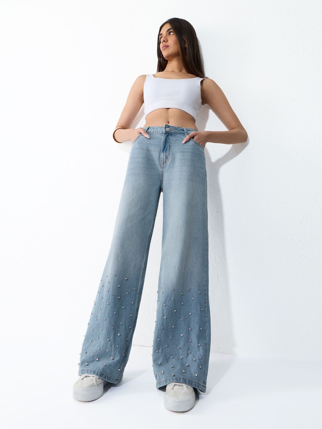 Wide-Leg Denim: Icy Drip Women Wide Denims