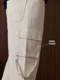 Denim: Beige (Baggy Fit) Men Cargo Jeans