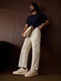 Denim: Beige (Baggy Fit) Men Cargo Jeans