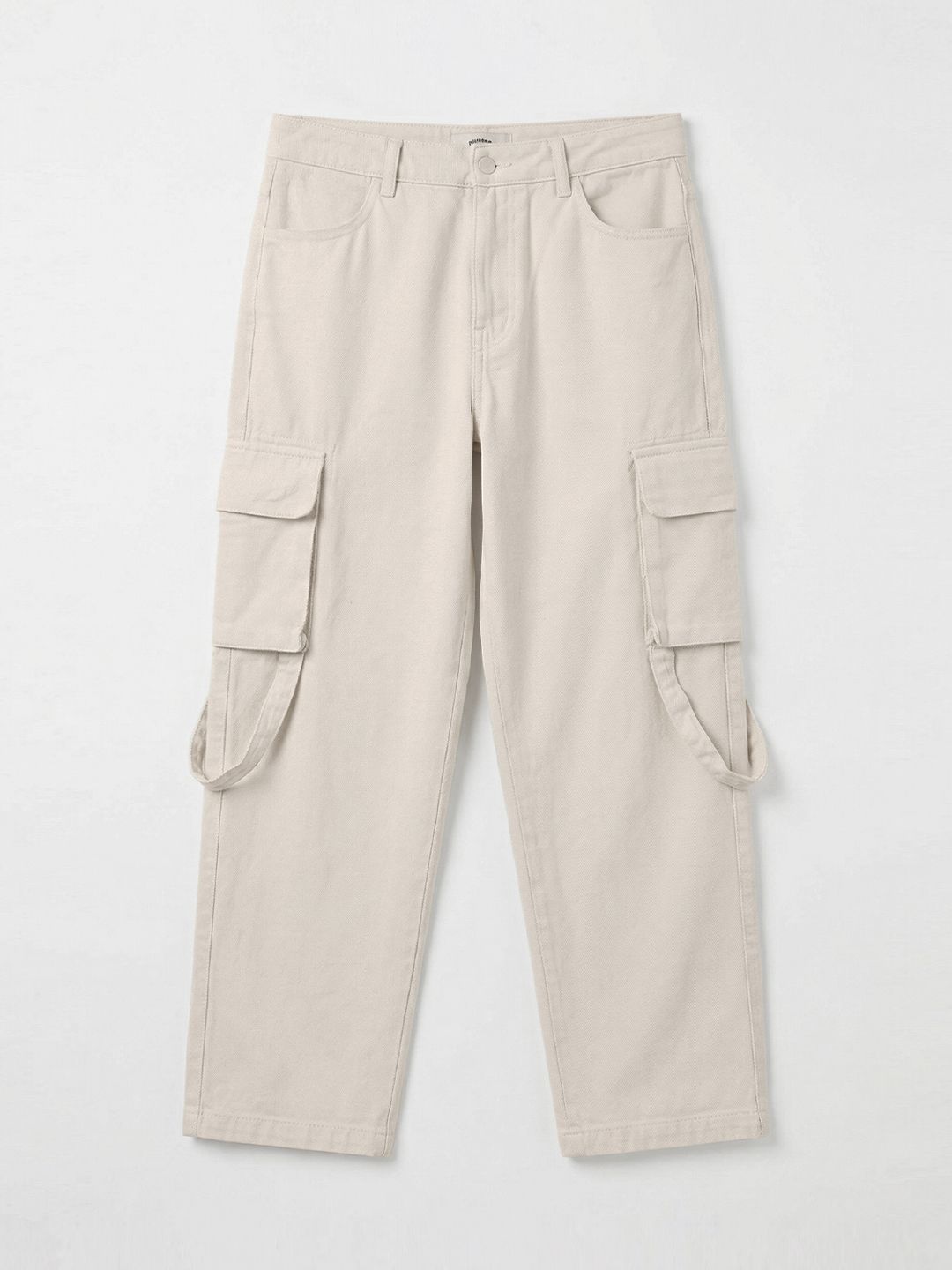 Denim: Beige (Baggy Fit) Men Cargo Jeans