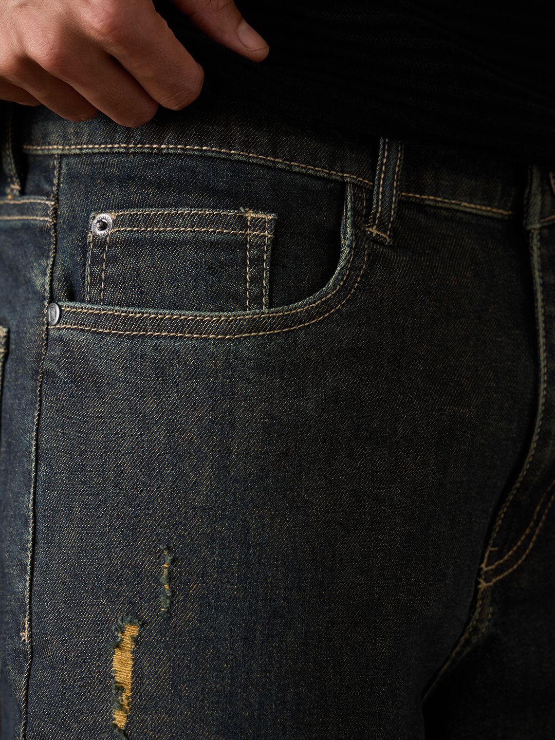 Baggy-Fit Denim: Dark Stone Men Baggy Fit Jeans