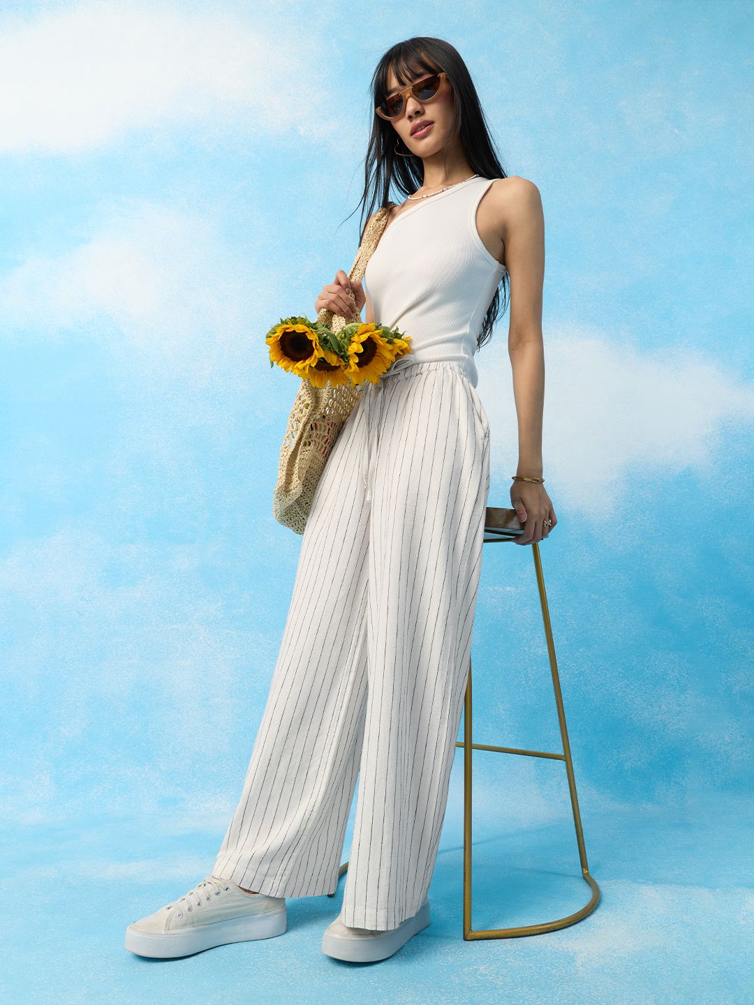 Cotton Linen Pant: Soleil Women Straight Pants