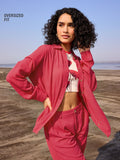Oversized Solids: Hot Red Women Oversized Shirts