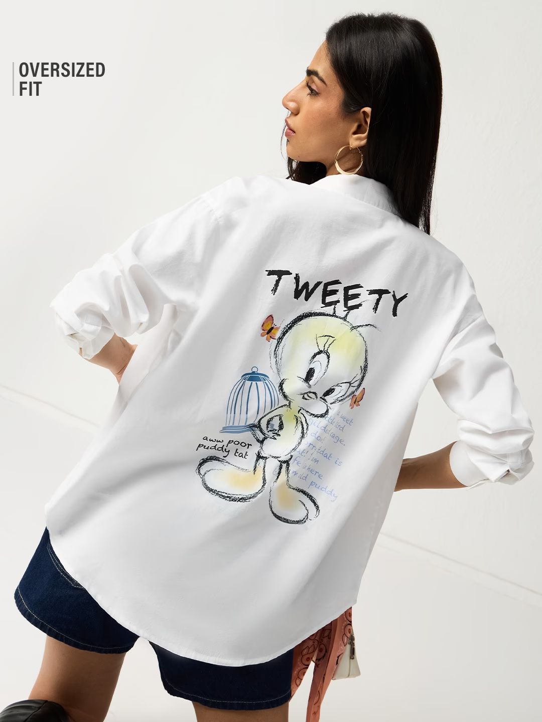 Looney Tunes: Sassy Tweety Women Oversized Shirts