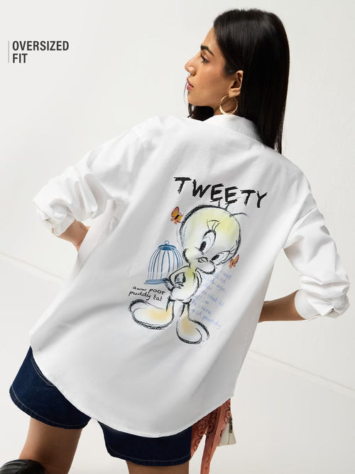 Looney Tunes: Sassy Tweety Women Oversized Shirts