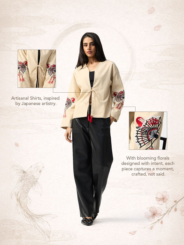 Tie-Up Shirt: Sandy Bloom Women Fashion Shirts