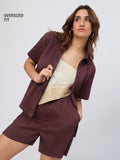 Textured Shirt: Deep Ember Women Oversized Shirts