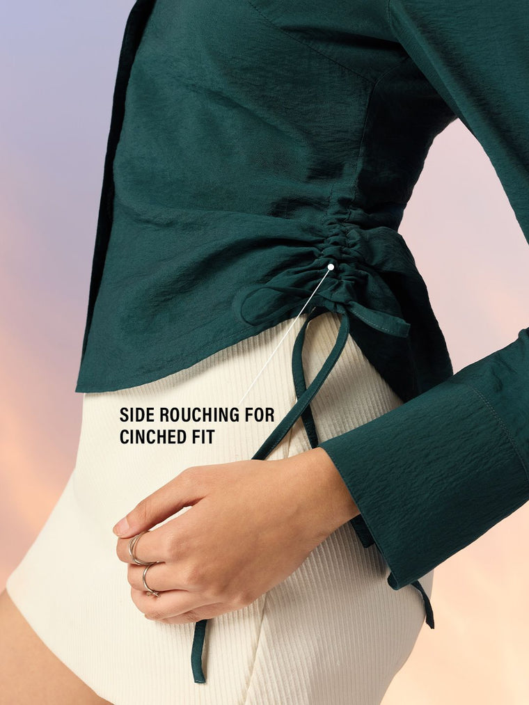 Tailored Solids: Dark Pine Women Fitted Shirts
