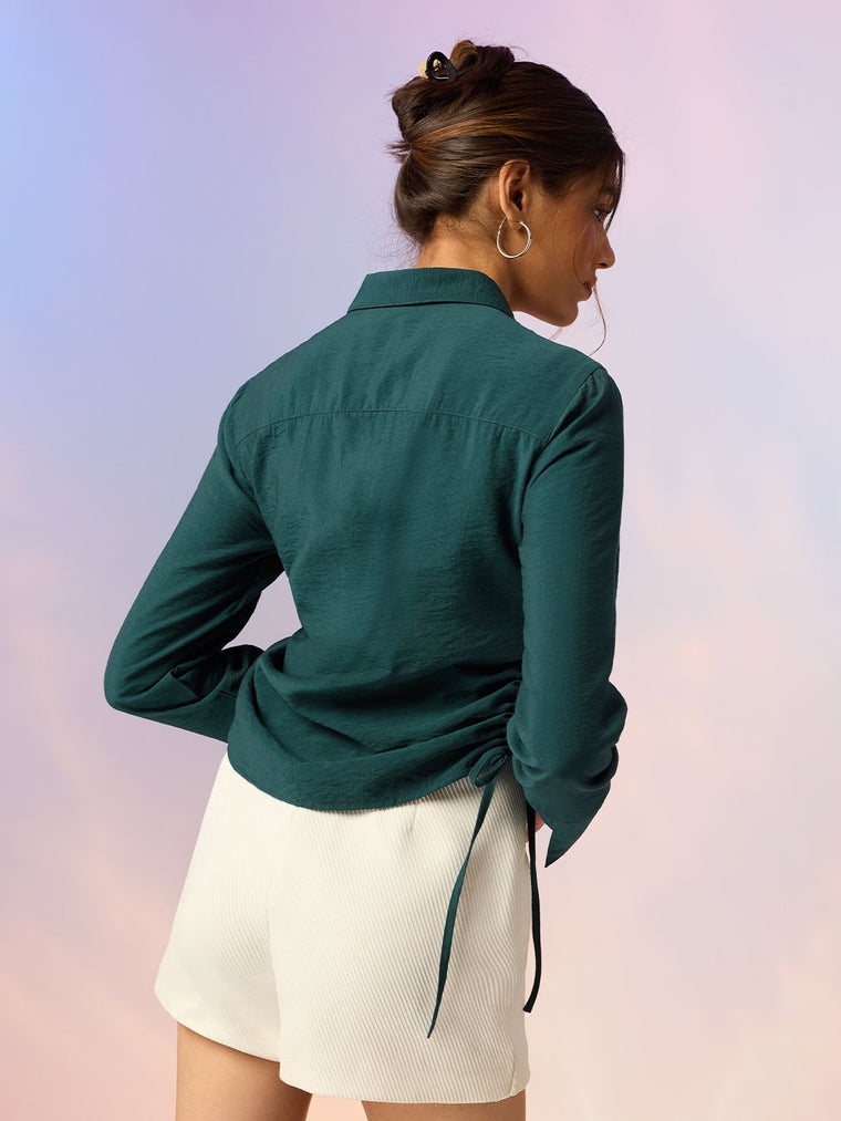 Tailored Solids: Dark Pine Women Fitted Shirts